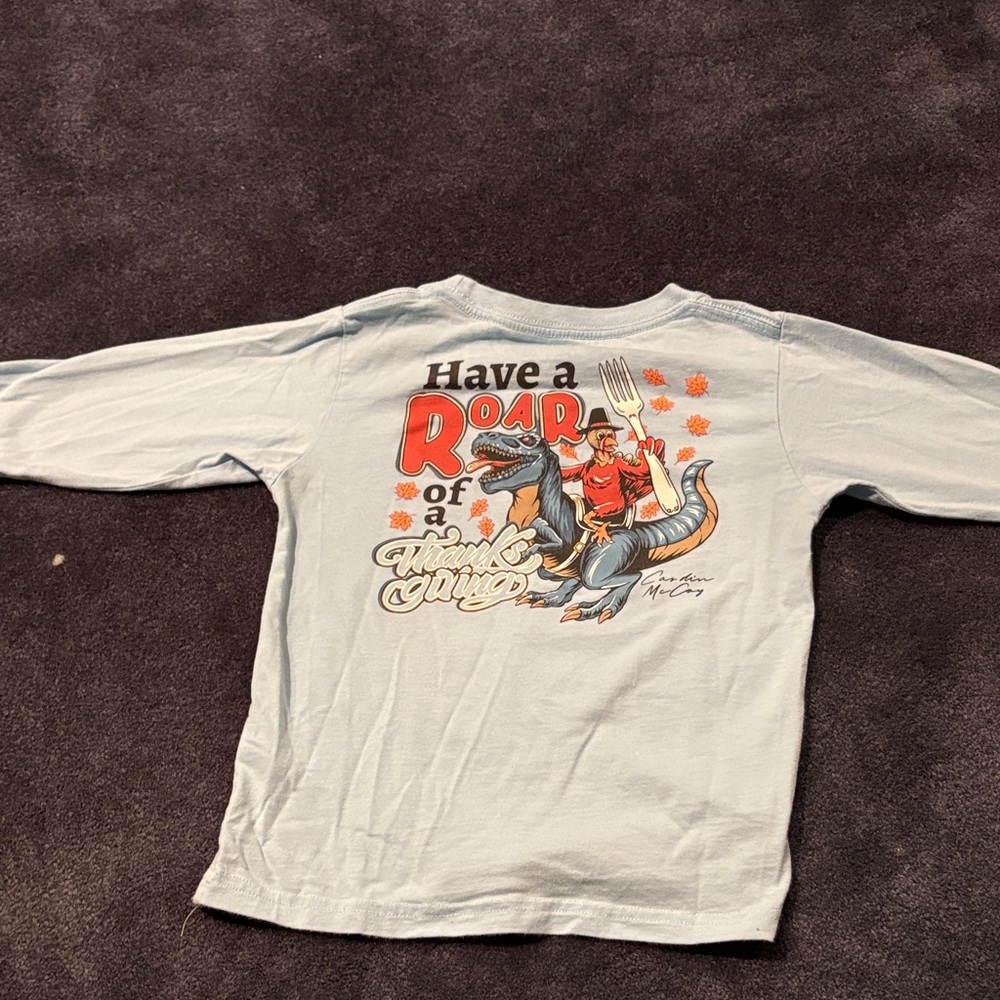 Have a Roar Light Blue Long-Sleeve Kids Graphic Tee